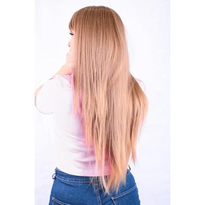 DILLARDS Premium Long Straight Wig, Honey Blonde with Bangs, Heat Resistant Synthetic Hair, Natural Looking Layered Style, Casual Daily Wear - Image 2